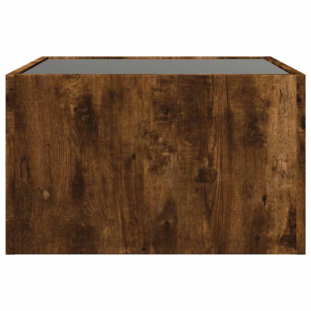 Tavolino da Salotto con LED Infinity Rovere Fumo 50x50x30 cm | homemem39