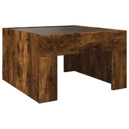 Tavolino da Salotto con LED Infinity Rovere Fumo 50x50x30 cm | homemem39