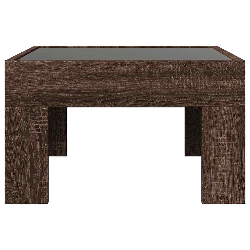 Tavolino da Salotto con LED Infinity Rovere Marrone 50x50x30 cm