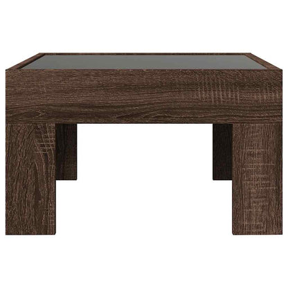 Tavolino da Salotto con LED Infinity Rovere Marrone 50x50x30 cm