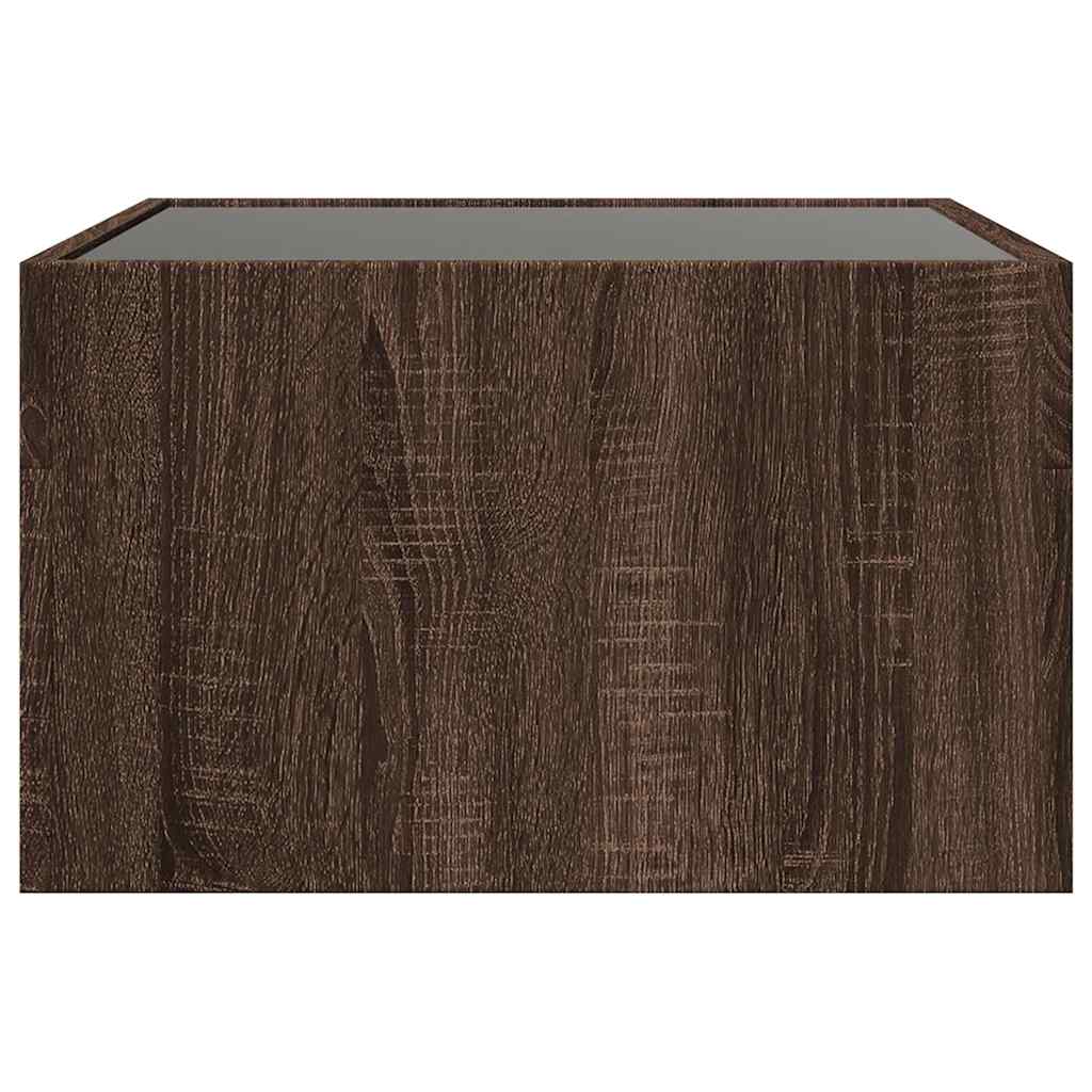 Tavolino da Salotto con LED Infinity Rovere Marrone 50x50x30 cm