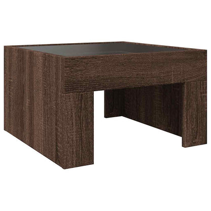 Tavolino da Salotto con LED Infinity Rovere Marrone 50x50x30 cm