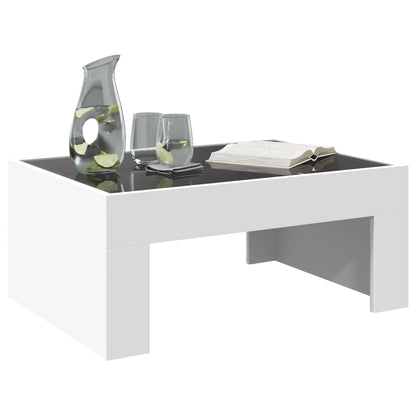 Tavolino da Salotto con LED Infinity Bianco 70x50x30 cm