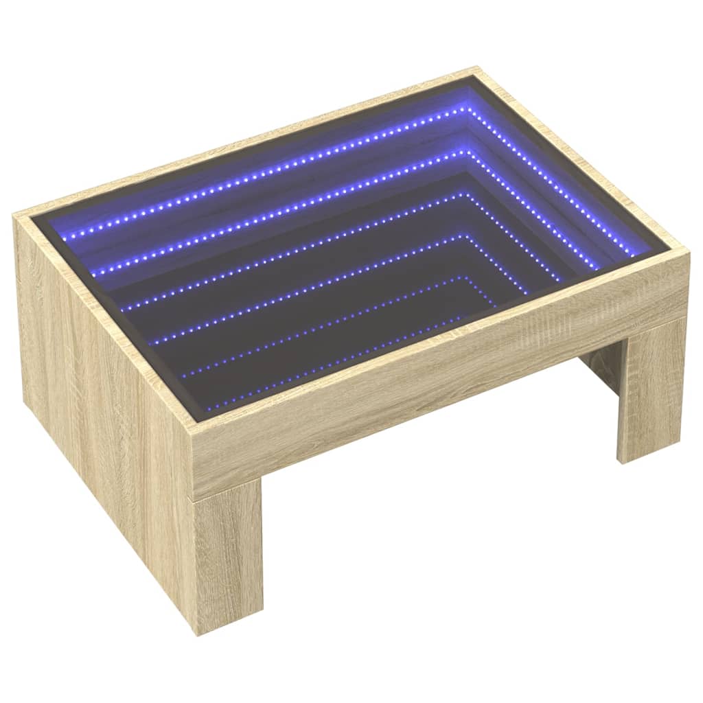 Tavolino da Salotto con LED Infinity Rovere Sonoma 70x50x30 cm | homemem39
