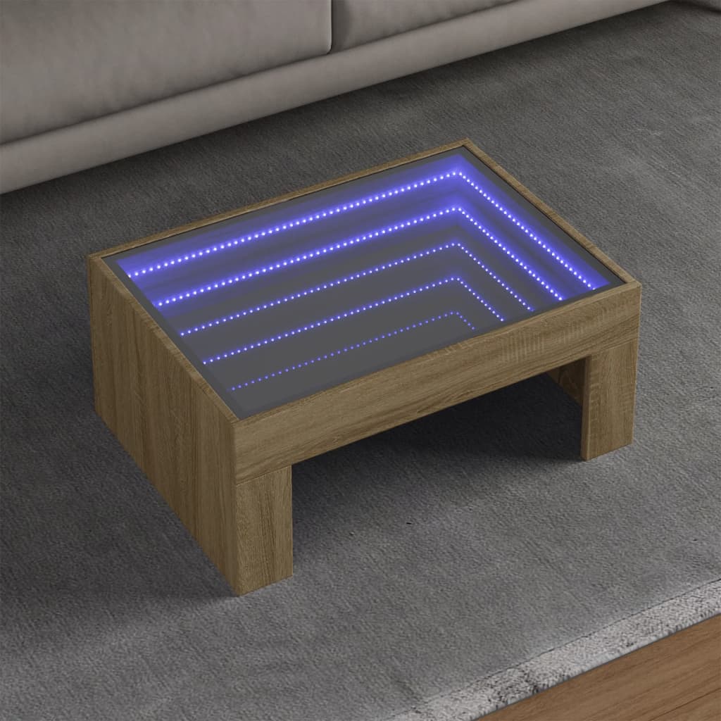 Tavolino da Salotto con LED Infinity Rovere Sonoma 70x50x30 cm | homemem39