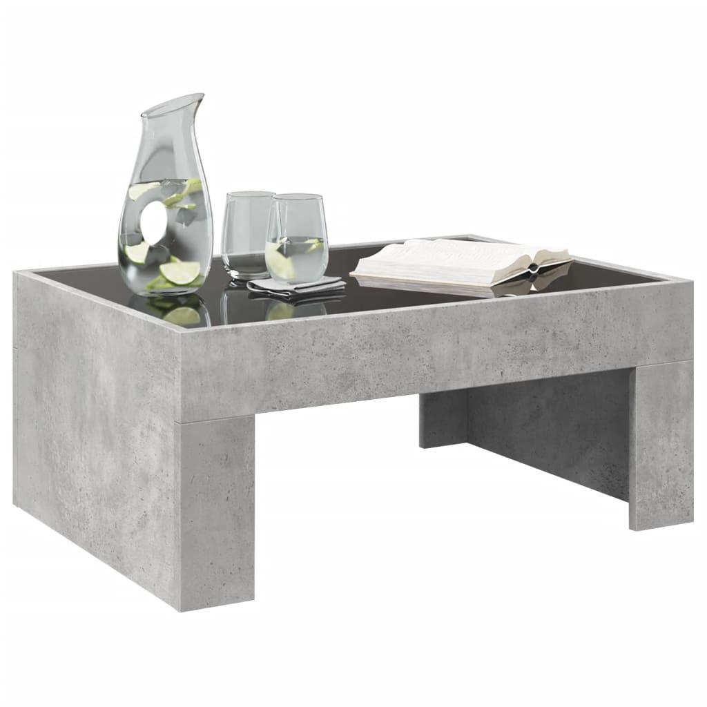 Tavolino da Salotto con LED Infinity Grigio Cemento 70x50x30 cm