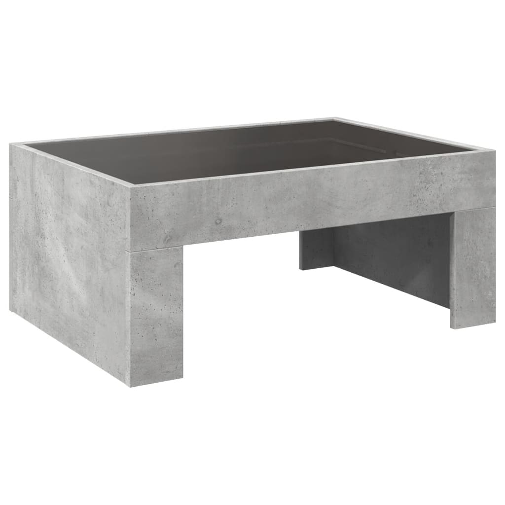 Tavolino da Salotto con LED Infinity Grigio Cemento 70x50x30 cm | homemem39