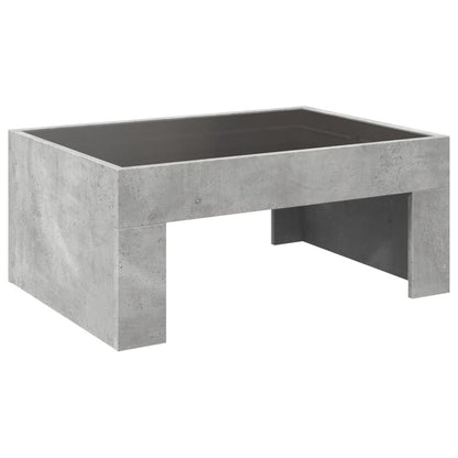 Tavolino da Salotto con LED Infinity Grigio Cemento 70x50x30 cm