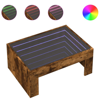 Tavolino da Salotto con LED Infinity Rovere Fumo 70x50x30 cm | homemem39
