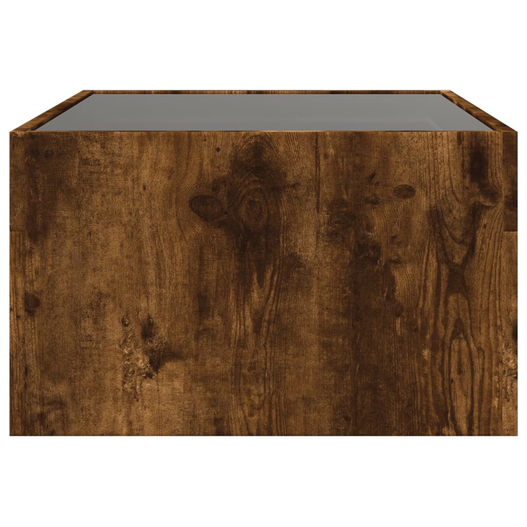 Tavolino da Salotto con LED Infinity Rovere Fumo 70x50x30 cm