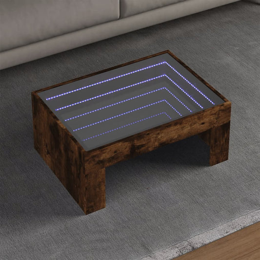 Tavolino da Salotto con LED Infinity Rovere Fumo 70x50x30 cm | homemem39