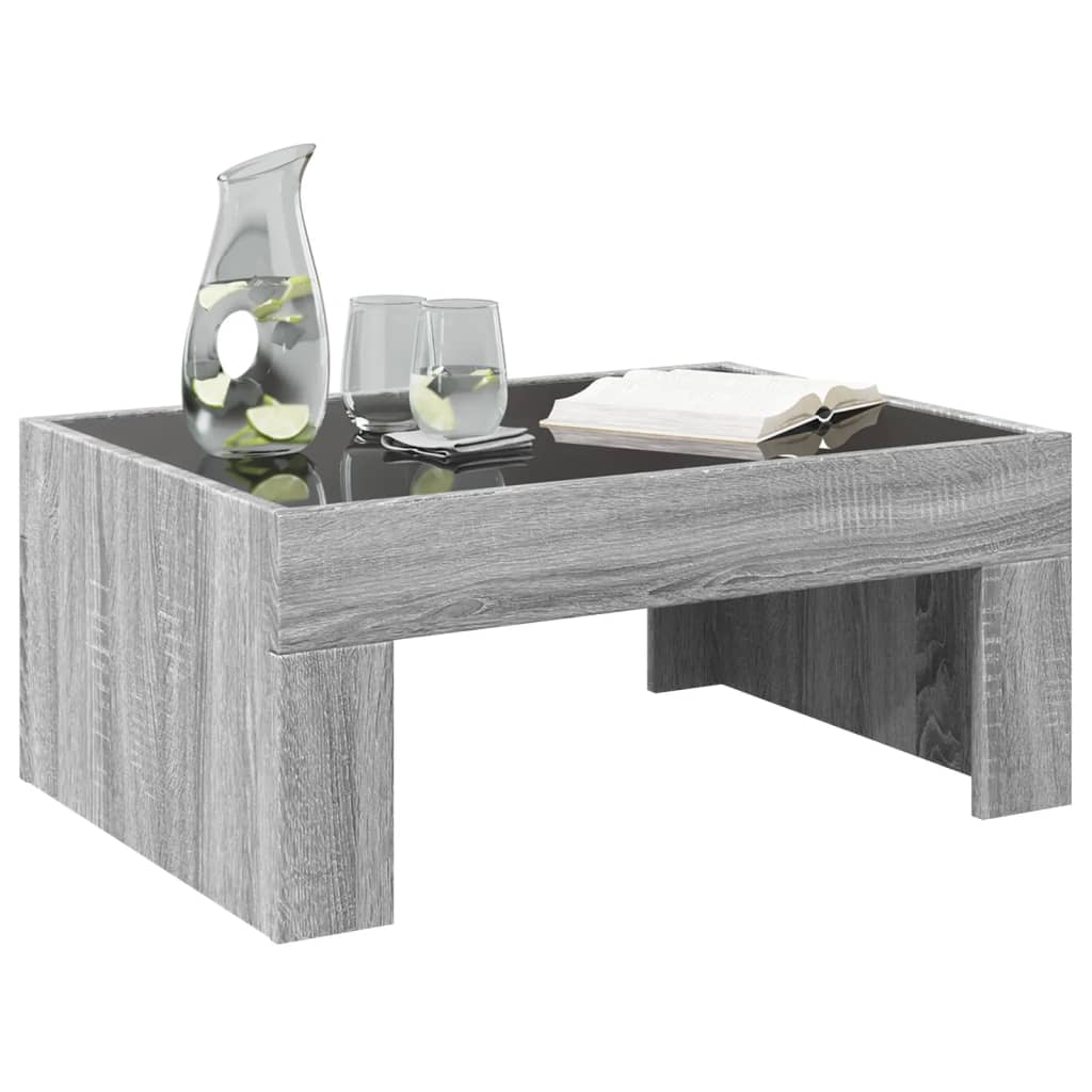 Tavolino da Salotto con LED Infinity Grigio Sonoma 70x50x30 cm | homemem39