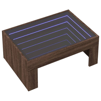 Tavolino da Salotto con LED Infinity Rovere Marrone 70x50x30 cm | homemem39