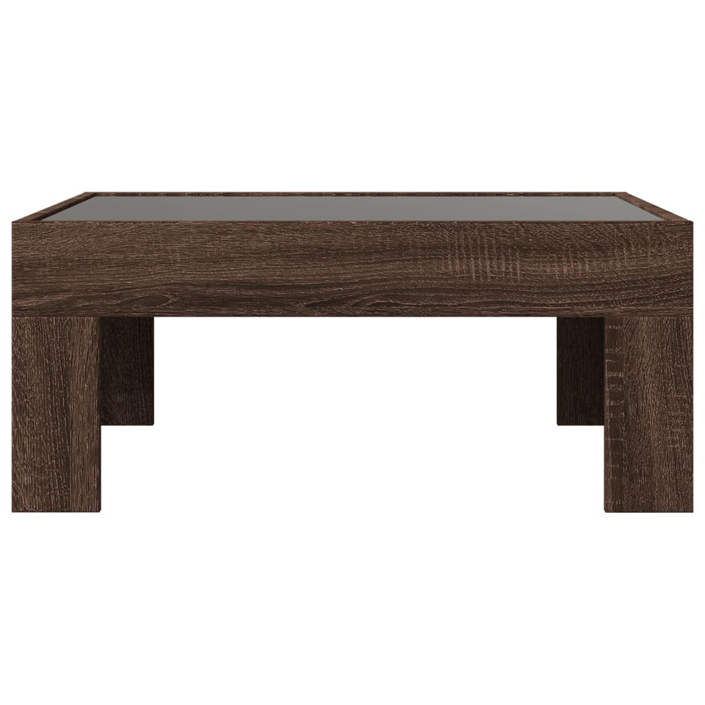 Tavolino da Salotto con LED Infinity Rovere Marrone 70x50x30 cm | homemem39