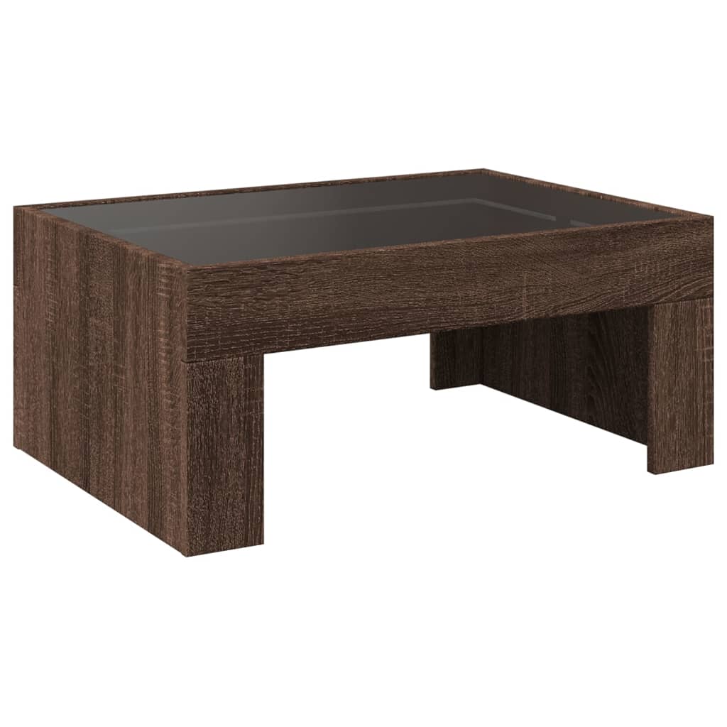Tavolino da Salotto con LED Infinity Rovere Marrone 70x50x30 cm | homemem39