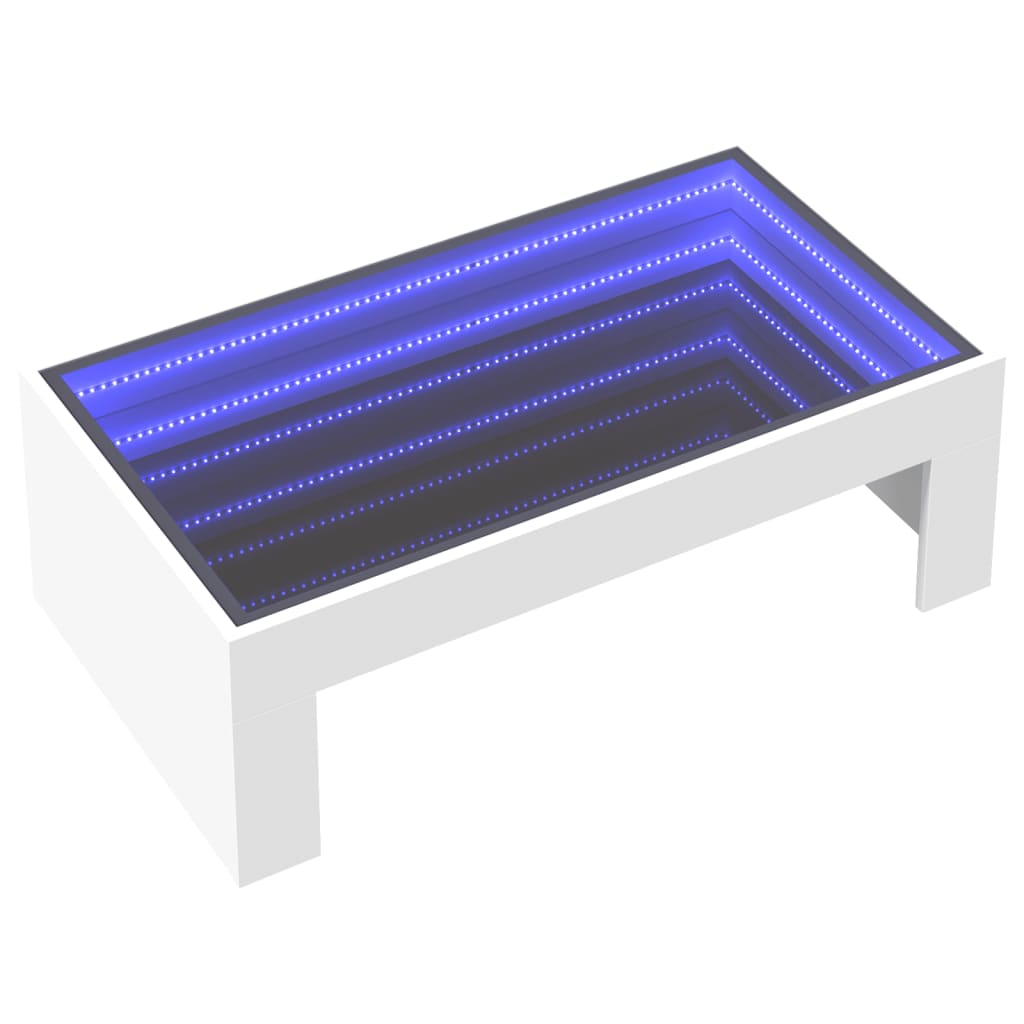 Tavolino da Salotto con LED Infinity Bianco 90x50x30 cm | homemem39