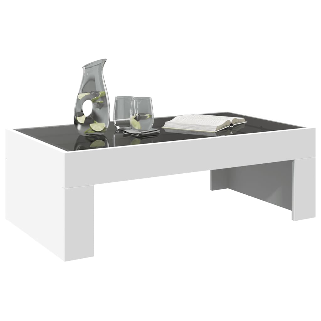 Tavolino da Salotto con LED Infinity Bianco 90x50x30 cm
