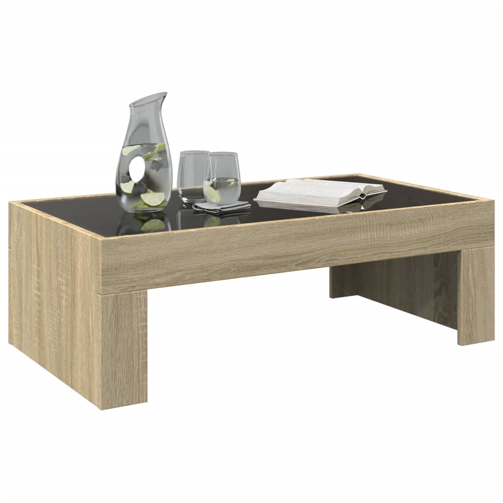Tavolino da Salotto con LED Infinity Rovere Sonoma 90x50x30 cm | homemem39