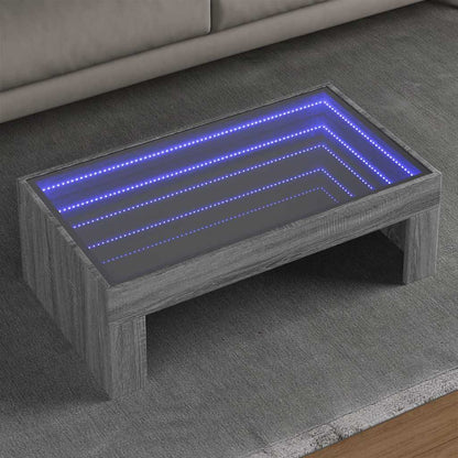Tavolino da Salotto con LED Infinity Grigio Sonoma 90x50x30 cm | homemem39