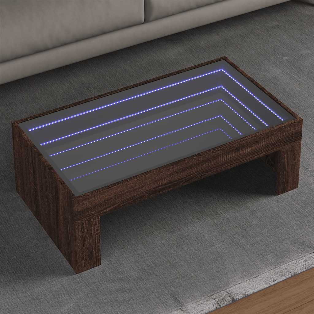 Tavolino da Salotto con LED Infinity Rovere Marrone 90x50x30 cm | homemem39