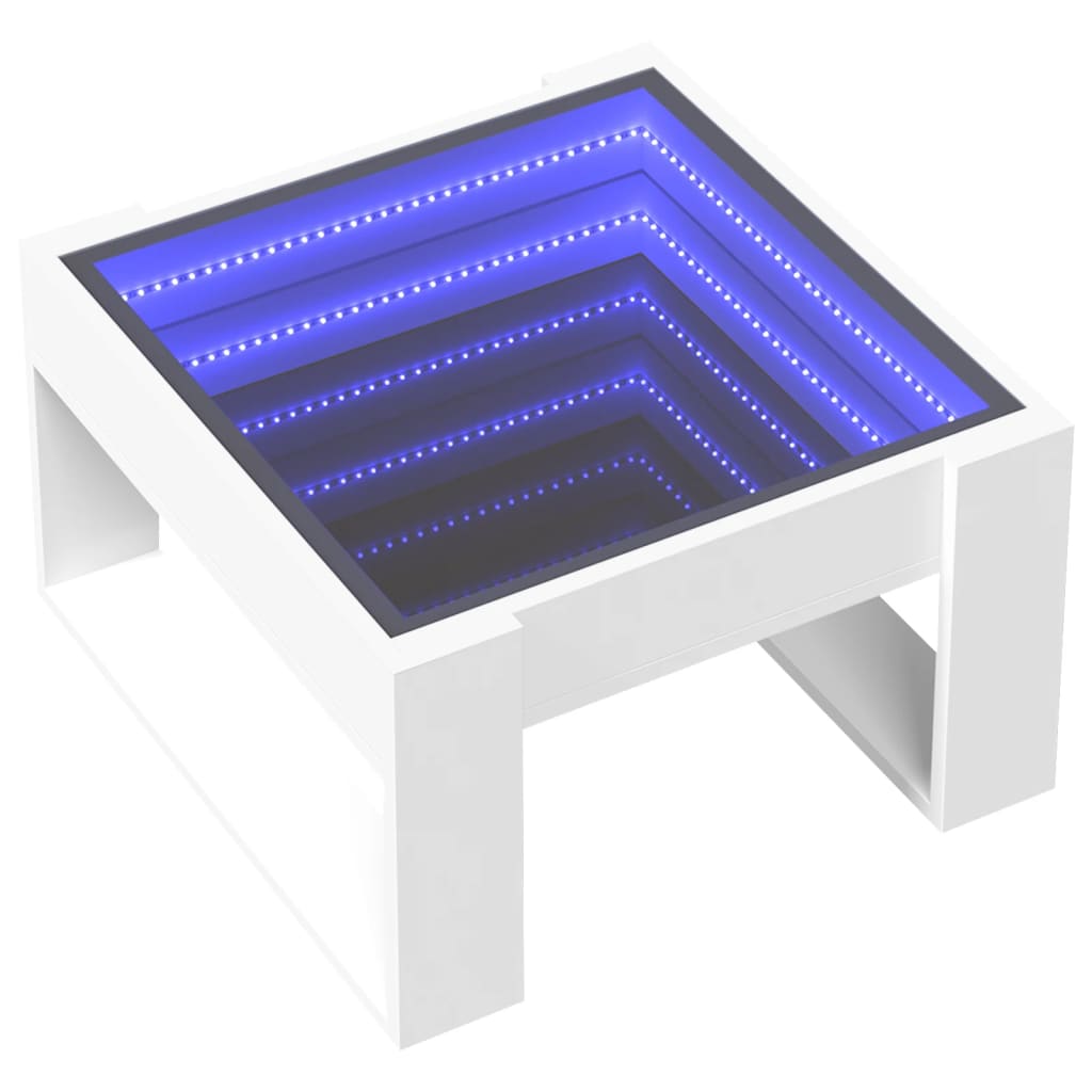 Tavolino da Salotto con LED Infinity Bianco 50x53x30 cm | homemem39