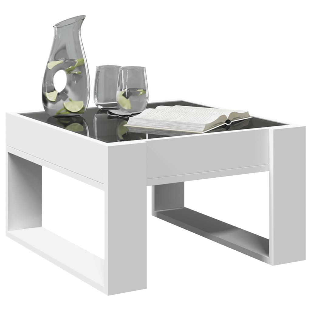 Tavolino da Salotto con LED Infinity Bianco 50x53x30 cm