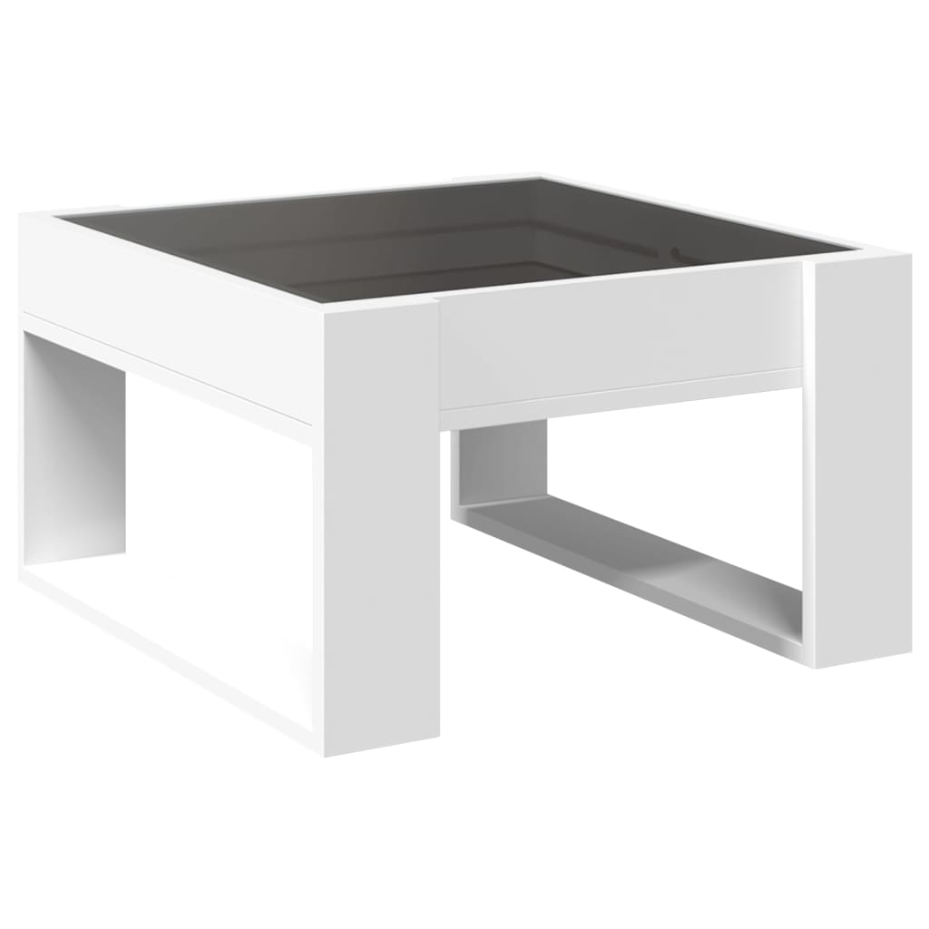 Tavolino da Salotto con LED Infinity Bianco 50x53x30 cm | homemem39