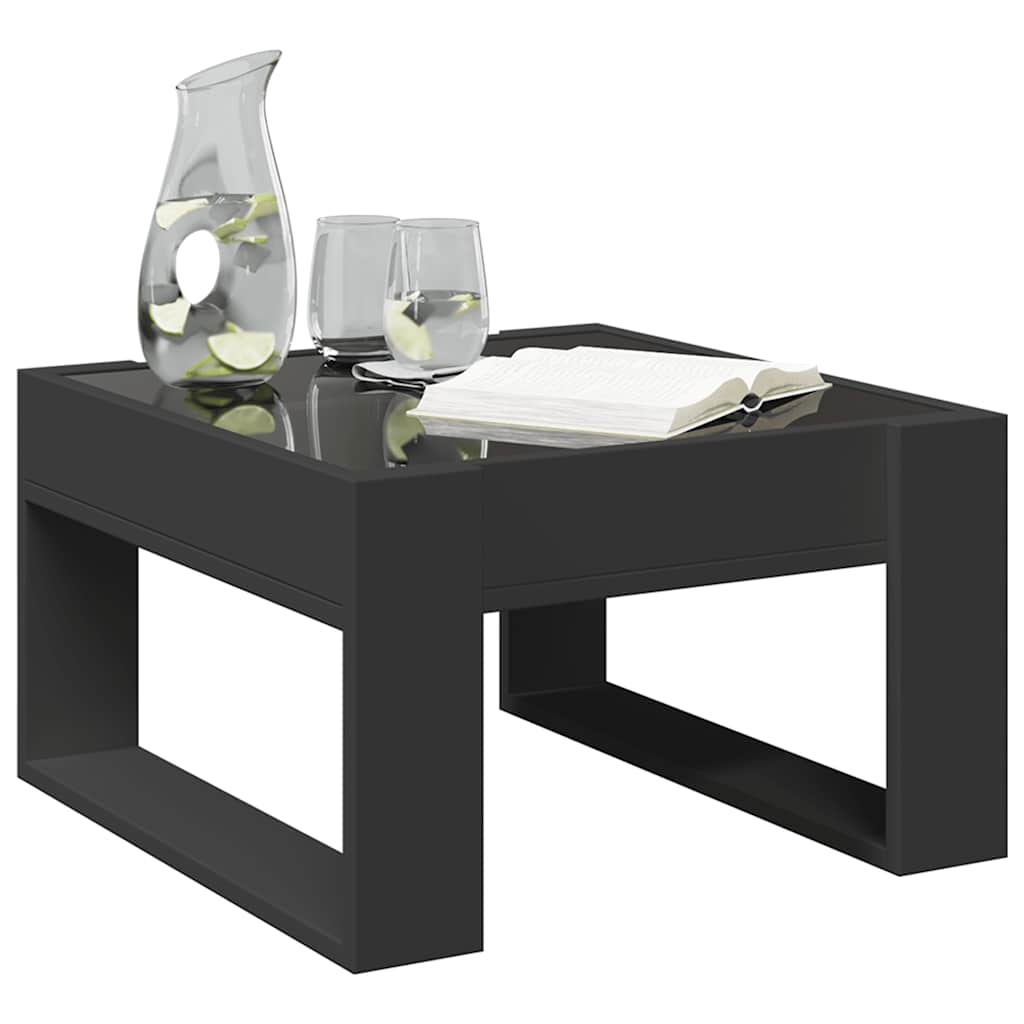Tavolino da Salotto con LED Infinity Nero 50x53x30 cm | homemem39