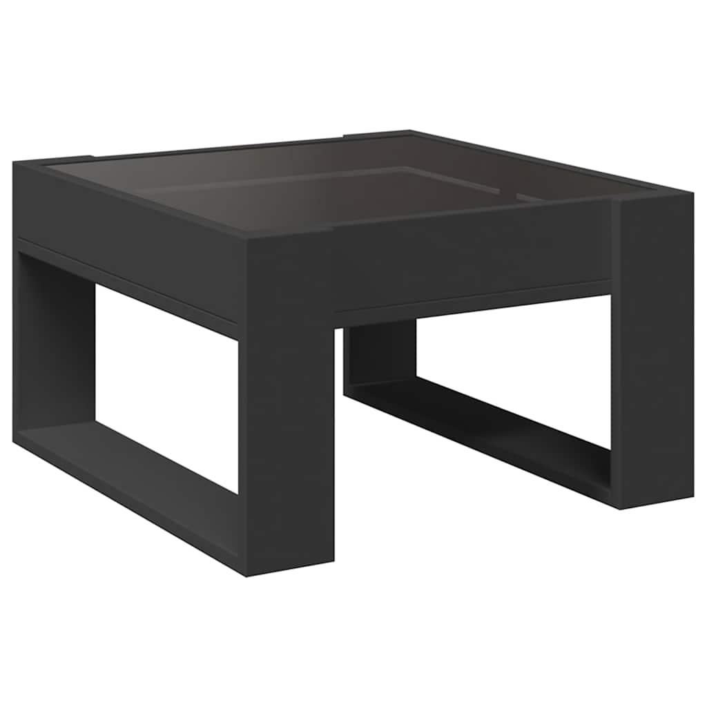 Tavolino da Salotto con LED Infinity Nero 50x53x30 cm