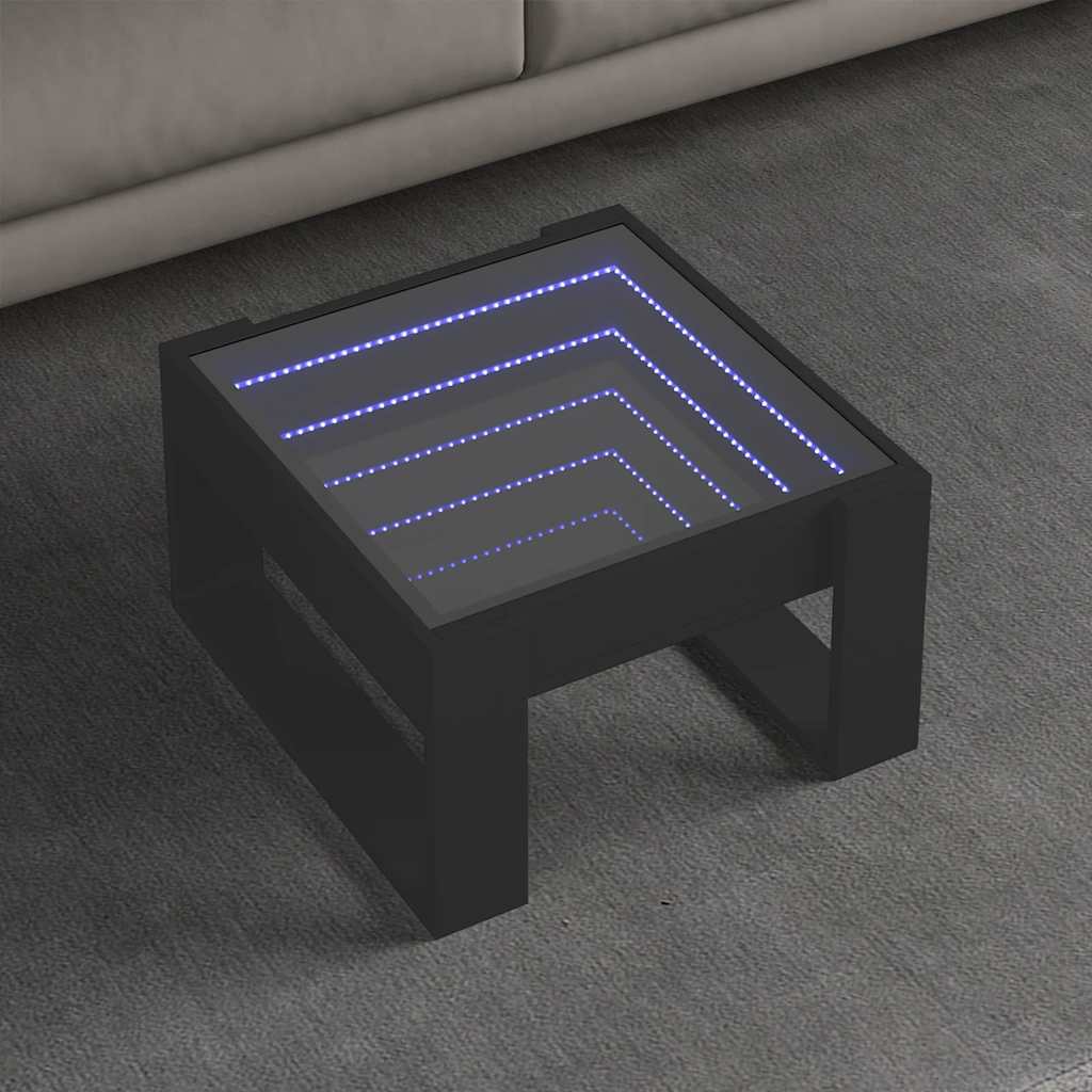 Tavolino da Salotto con LED Infinity Nero 50x53x30 cm