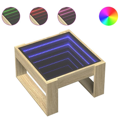 Tavolino da Salotto con LED Infinity Rovere Sonoma 50x53x30 cm | homemem39