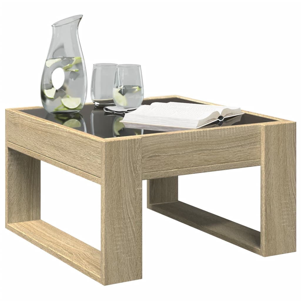 Tavolino da Salotto con LED Infinity Rovere Sonoma 50x53x30 cm | homemem39