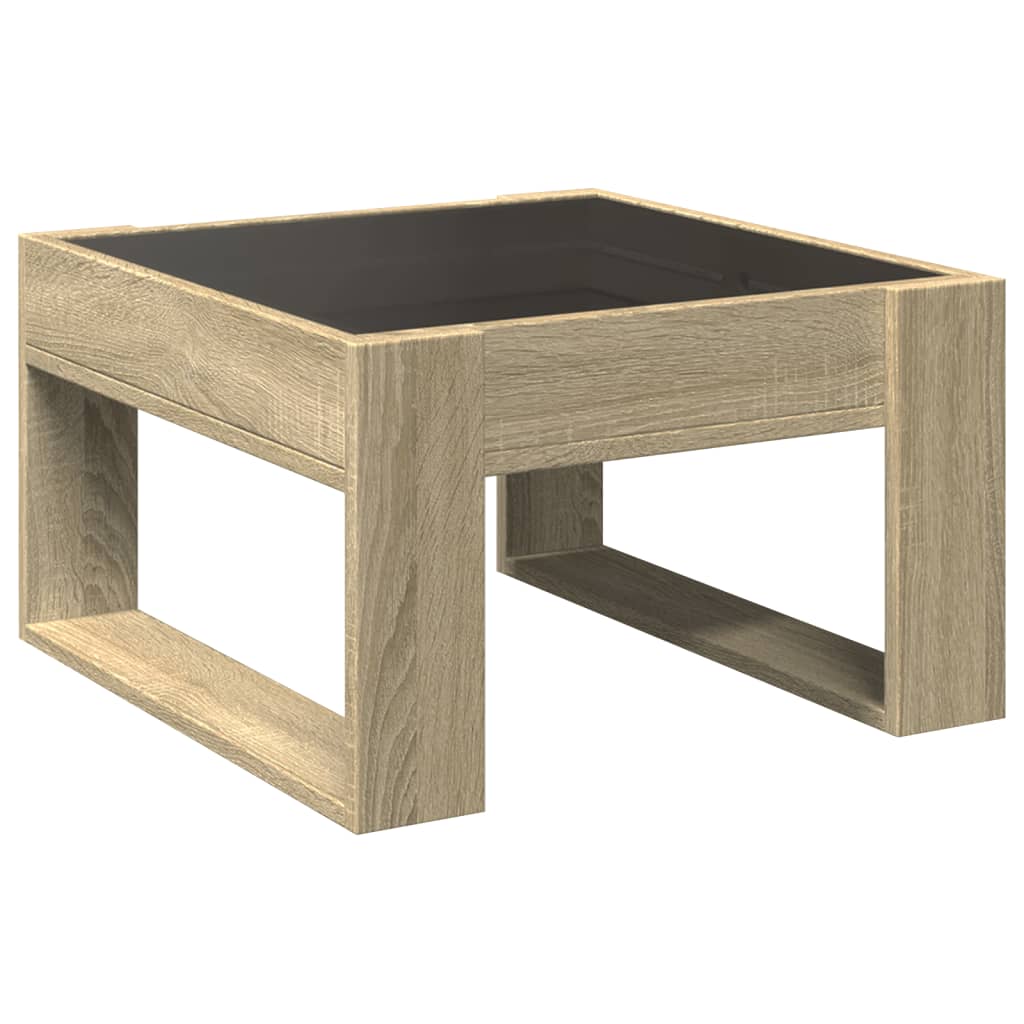Tavolino da Salotto con LED Infinity Rovere Sonoma 50x53x30 cm | homemem39