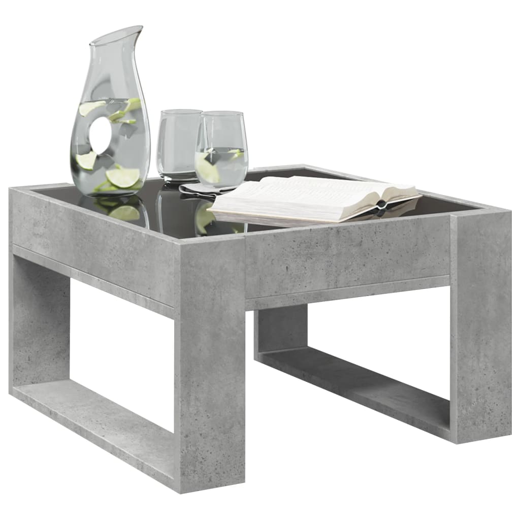 Tavolino Salotto con LED Infinity Grigio Cemento 50x53x30 cm | homemem39