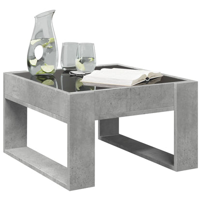Tavolino Salotto con LED Infinity Grigio Cemento 50x53x30 cm