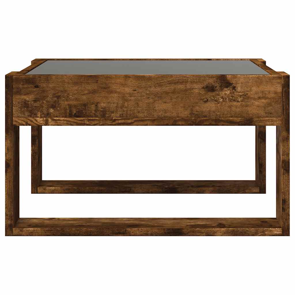 Tavolino da Salotto con LED Infinity Rovere Fumo 50x53x30 cm | homemem39