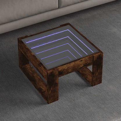 Tavolino da Salotto con LED Infinity Rovere Fumo 50x53x30 cm | homemem39