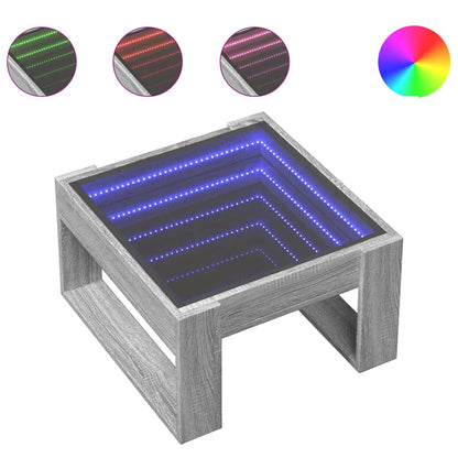 Tavolino da Salotto con LED Infinity Grigio Sonoma 50x53x30 cm | homemem39