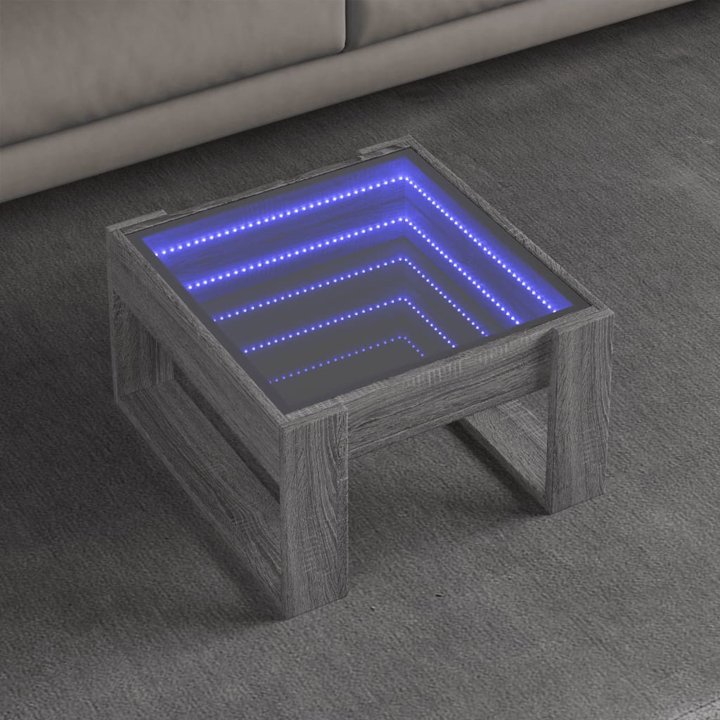 Tavolino da Salotto con LED Infinity Grigio Sonoma 50x53x30 cm | homemem39