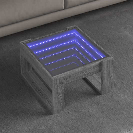 Tavolino da Salotto con LED Infinity Grigio Sonoma 50x53x30 cm | homemem39