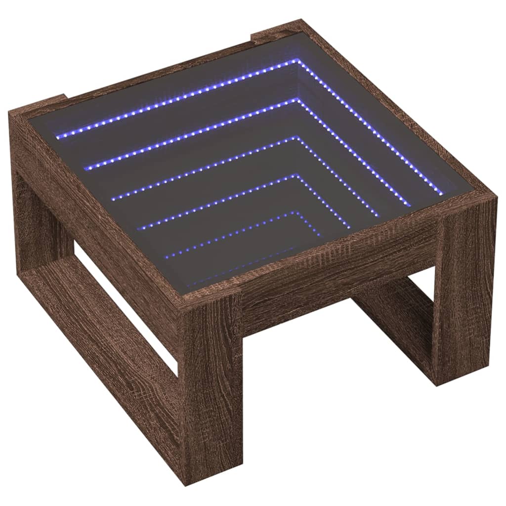 Tavolino Salotto con LED Infinity Rovere Marrone 50x53x30 cm | homemem39