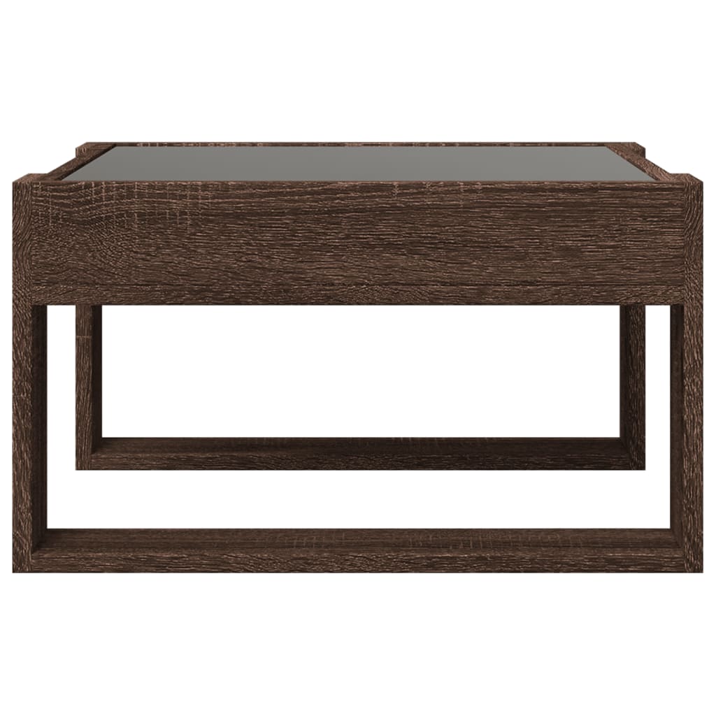 Tavolino Salotto con LED Infinity Rovere Marrone 50x53x30 cm