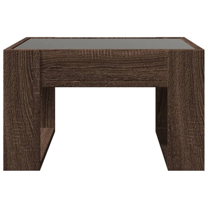 Tavolino Salotto con LED Infinity Rovere Marrone 50x53x30 cm