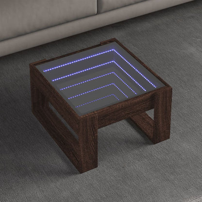 Tavolino Salotto con LED Infinity Rovere Marrone 50x53x30 cm | homemem39