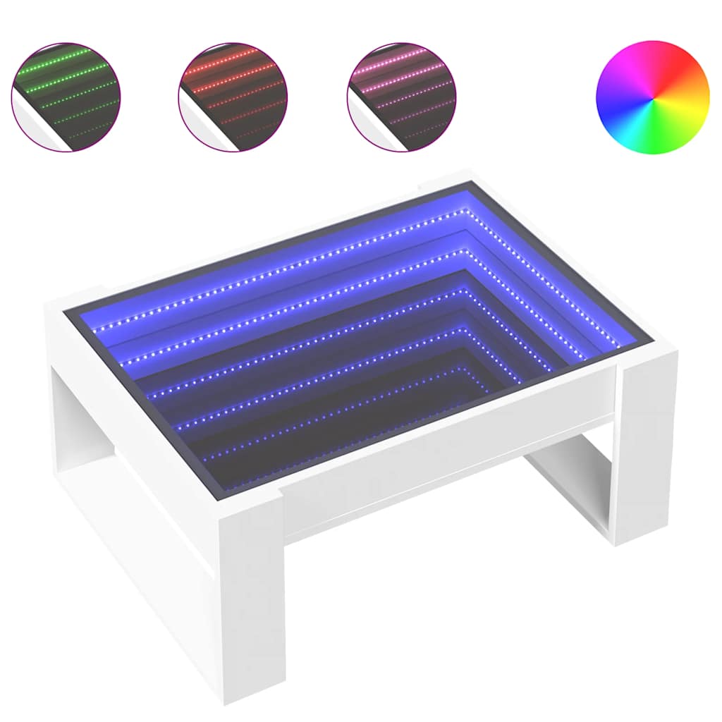 Tavolino da Salotto con LED Infinity Bianco 70x53x30 cm | homemem39
