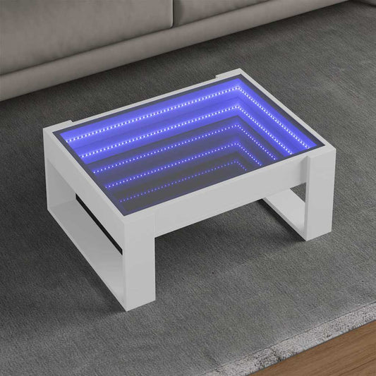 Tavolino da Salotto con LED Infinity Bianco 70x53x30 cm | homemem39