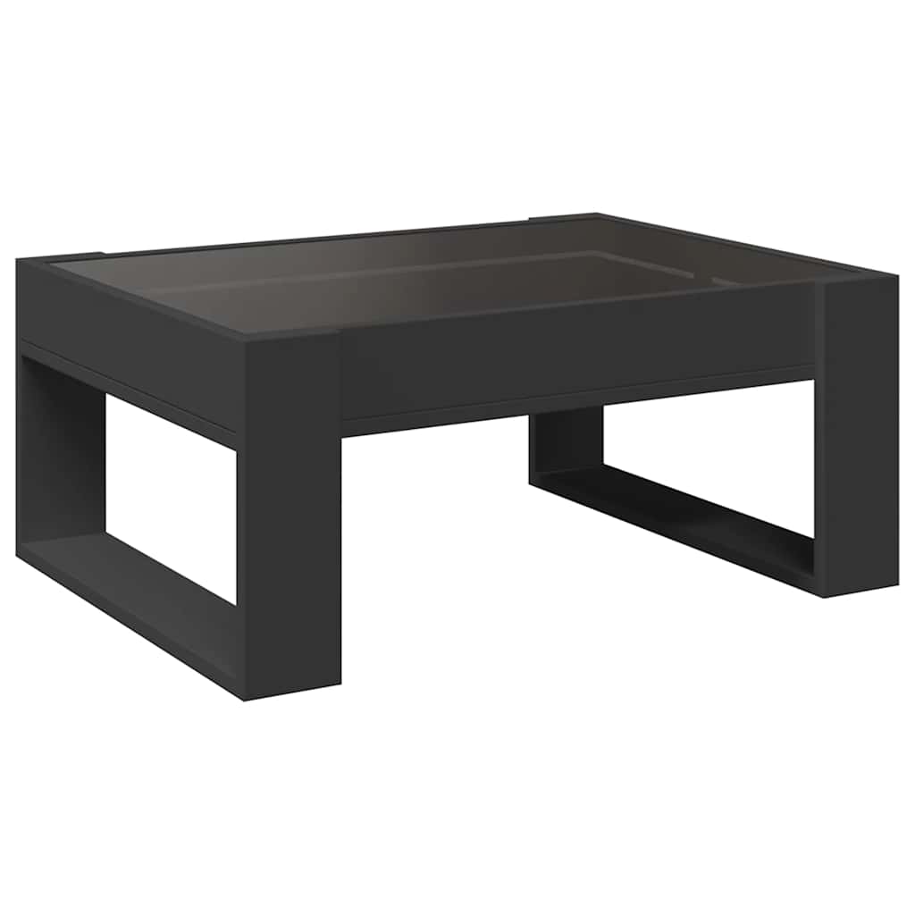 Tavolino da Salotto con LED Infinity Nero 70x53x30 cm