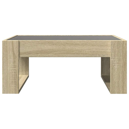 Tavolino da Salotto con LED Infinity Rovere Sonoma 70x53x30 cm