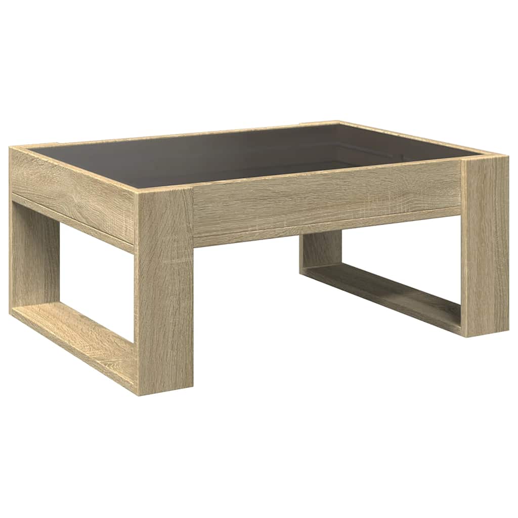 Tavolino da Salotto con LED Infinity Rovere Sonoma 70x53x30 cm