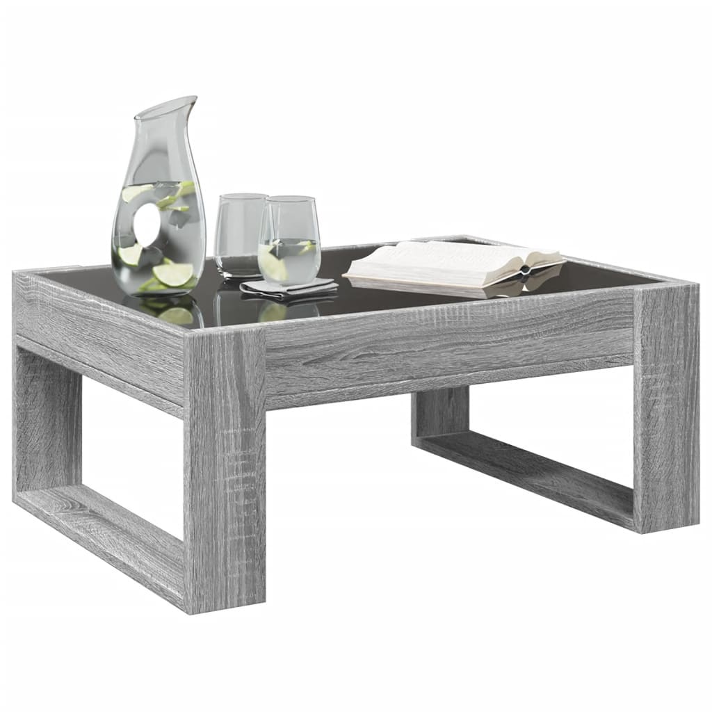 Tavolino da Salotto con LED Infinity Grigio Sonoma 70x53x30 cm | homemem39